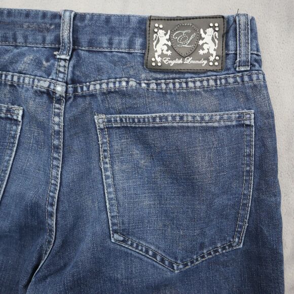 English Laundry Pants Mens 32 Blue Straight Medium Wash Denim Logo Jeans - Picture 9 of 16